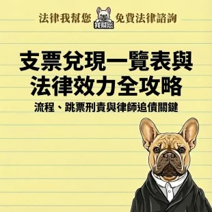 支票兌現一覽表與法律效力全攻略：流程、跳票刑責與律師追債關鍵