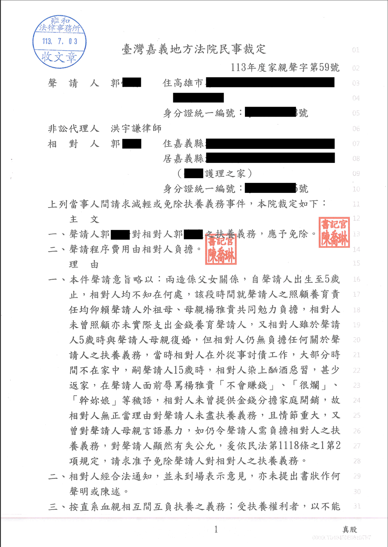 免費法律諮詢案例-2025/07/21、父幼年離家成功免除扶養義務、洪宇謙律師