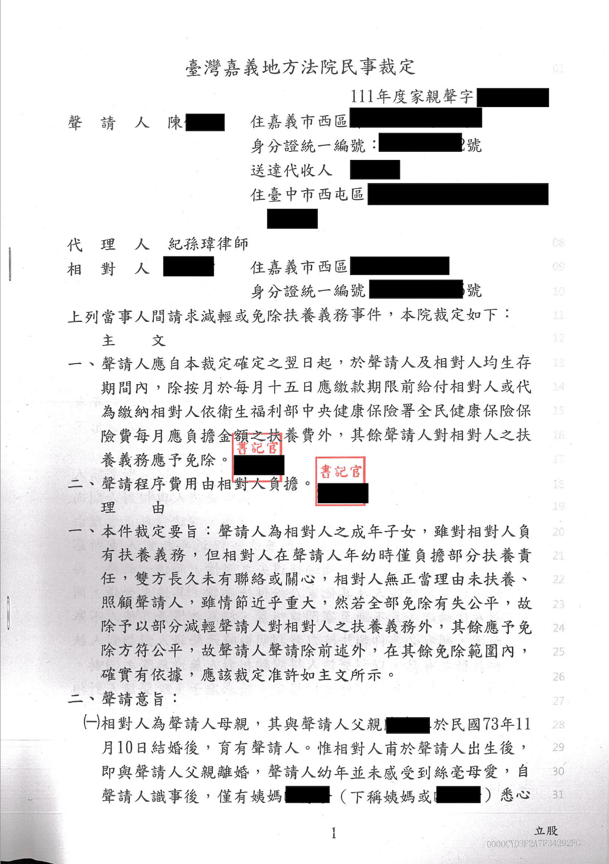 免費法律諮詢案例-2025/01/30、失聯母求償扶養費成功減輕、紀孫瑋律師