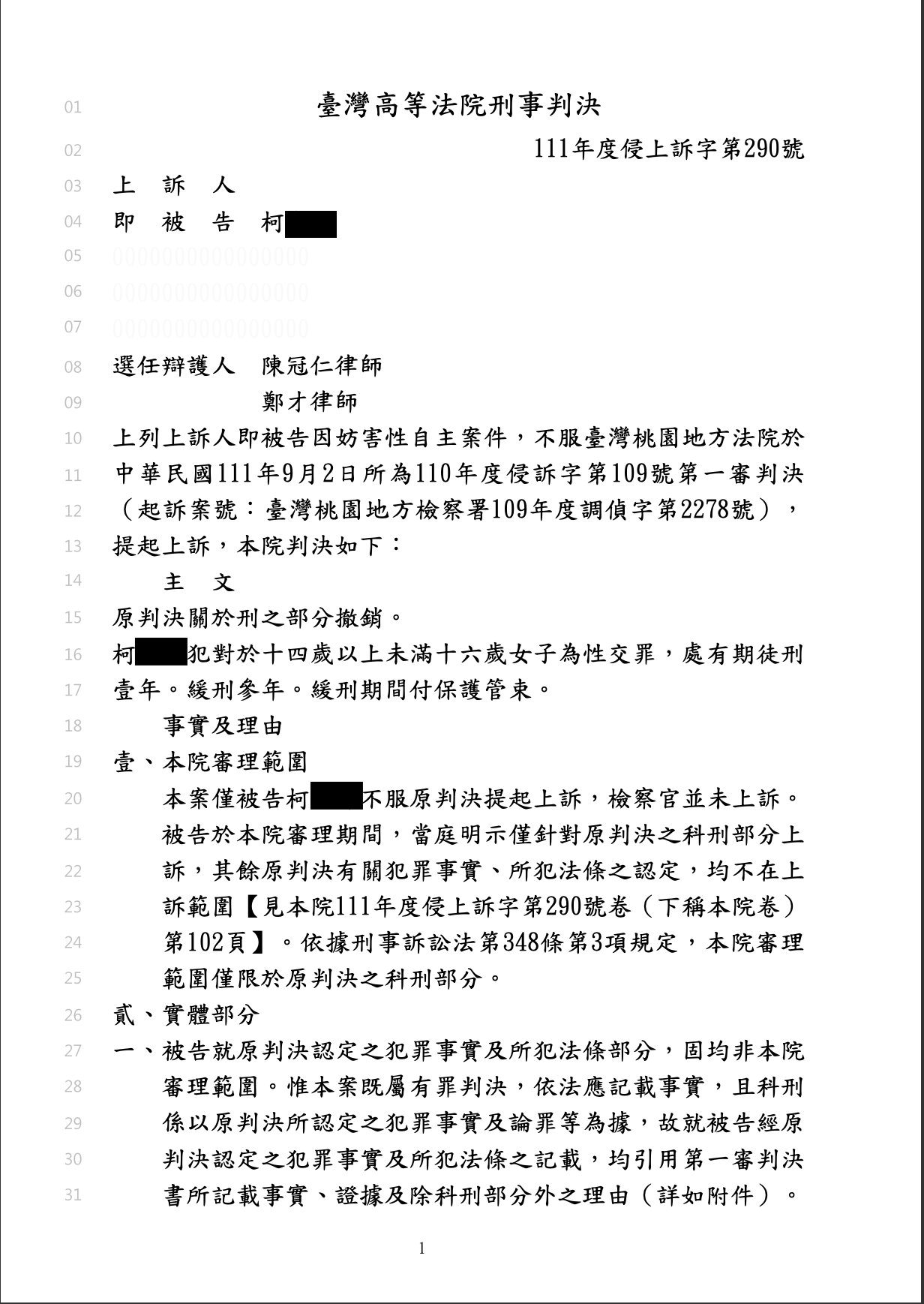 免費法律諮詢案例-2025/09/20、妨害性自主二審獲緩刑判決、鄭才律師
