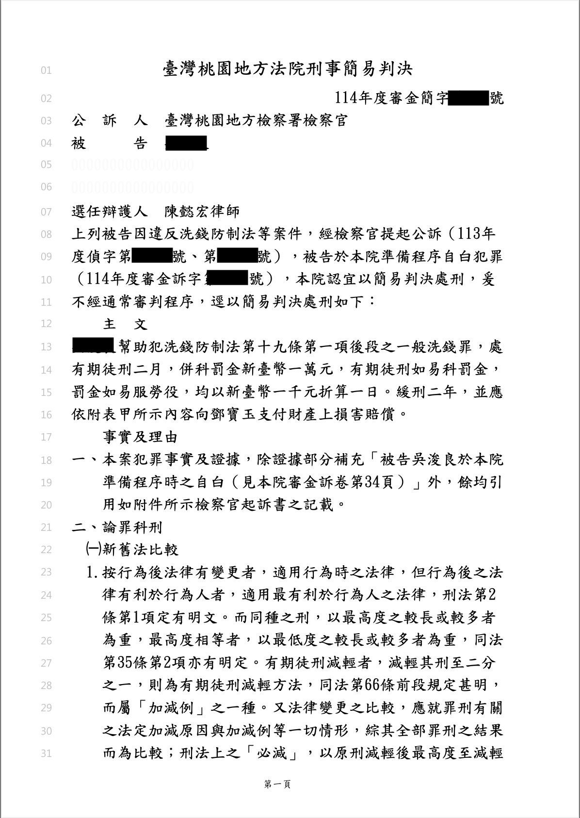 詐欺洗錢案緩刑成功