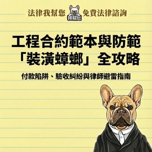 工程合約範本與防範「裝潢蟑螂」全攻略：付款陷阱、驗收糾紛與律師避雷指南