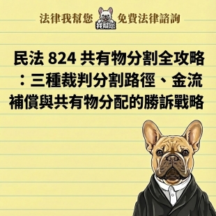 民法 824 共有物分割全攻略：三種裁判分割路徑、金流補償與共有物分配的勝訴戰略