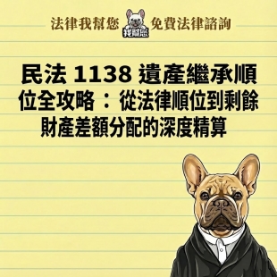 民法 1138 遺產繼承順位全攻略：從法律順位到剩餘財產差額分配的深度精算